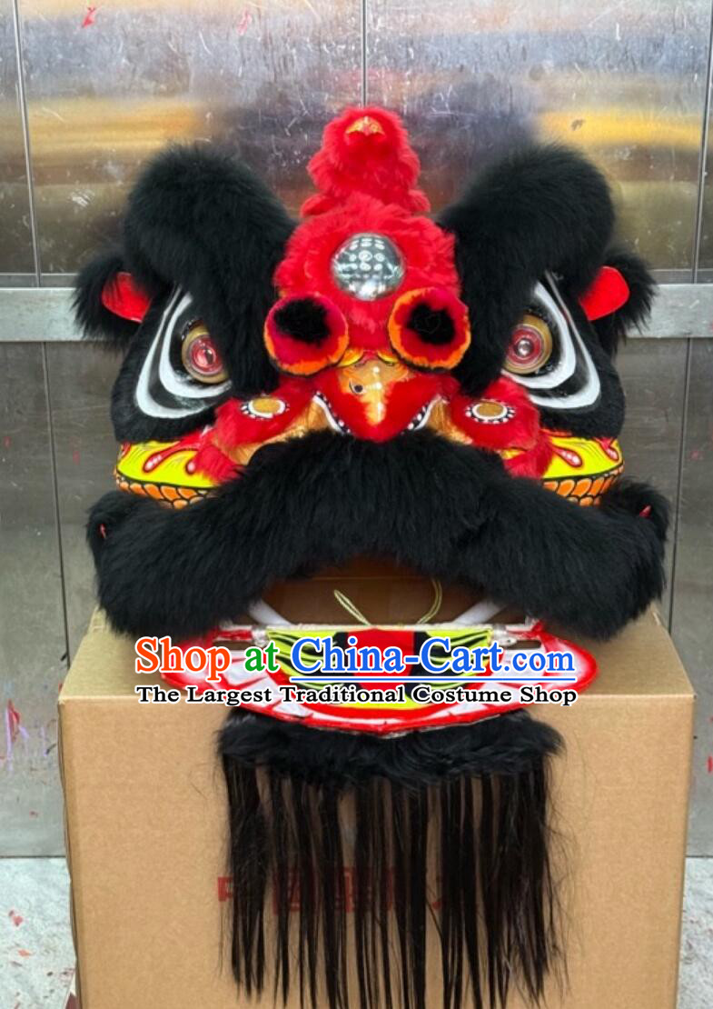 Black Wool Handmade Fut San Lion Head Chinese Lion Dance Costume Complete Set