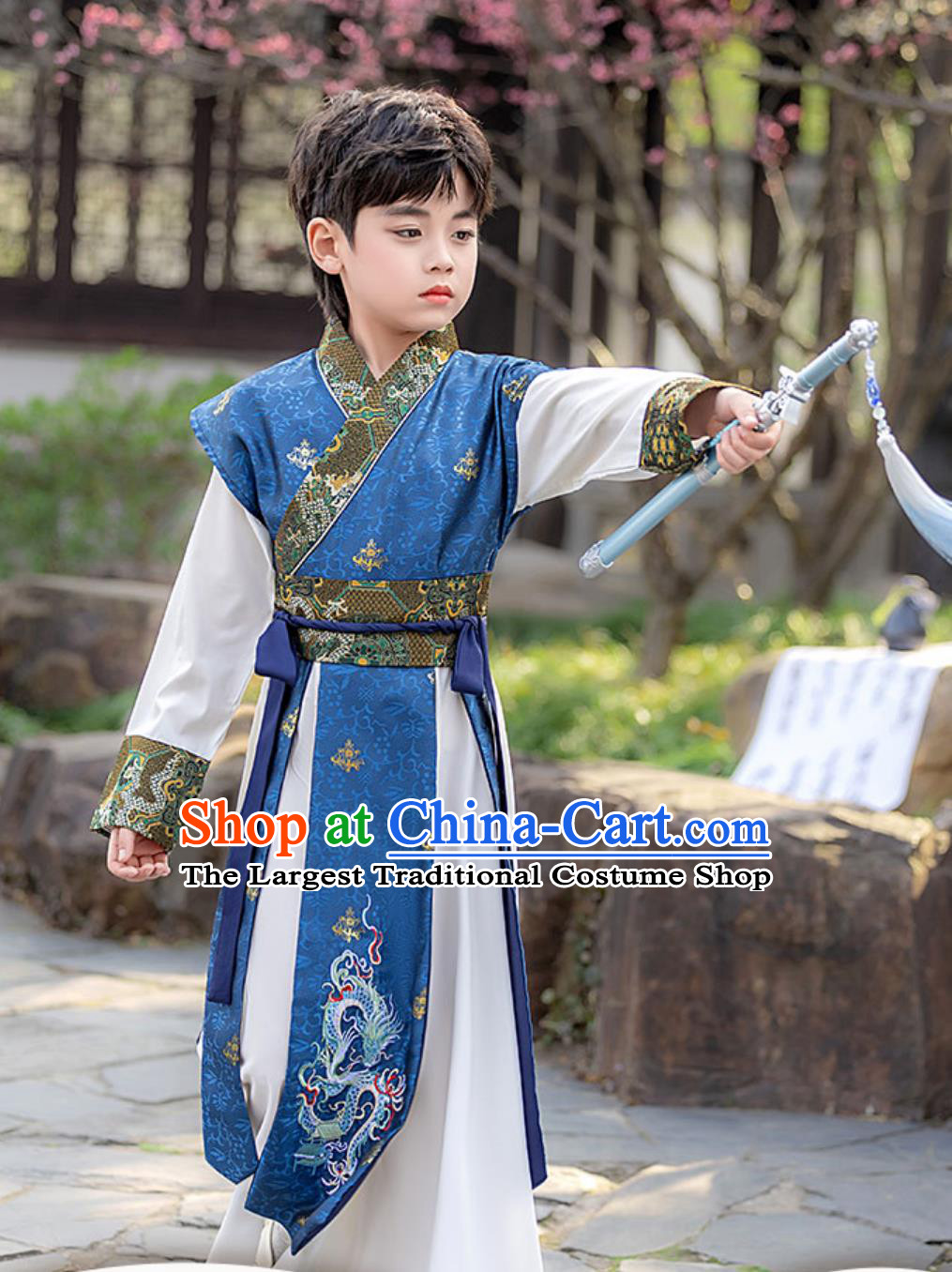 Boys Hanfu Cosplay Swordsman Costume Ming Dynasty Kung Fu Young Master Traditional Chinese Outfit