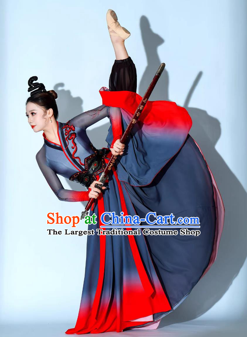 Snow Dragon Chant Chinese Sword Dance Fan Dance Costume Classical Dance Performance Clothing