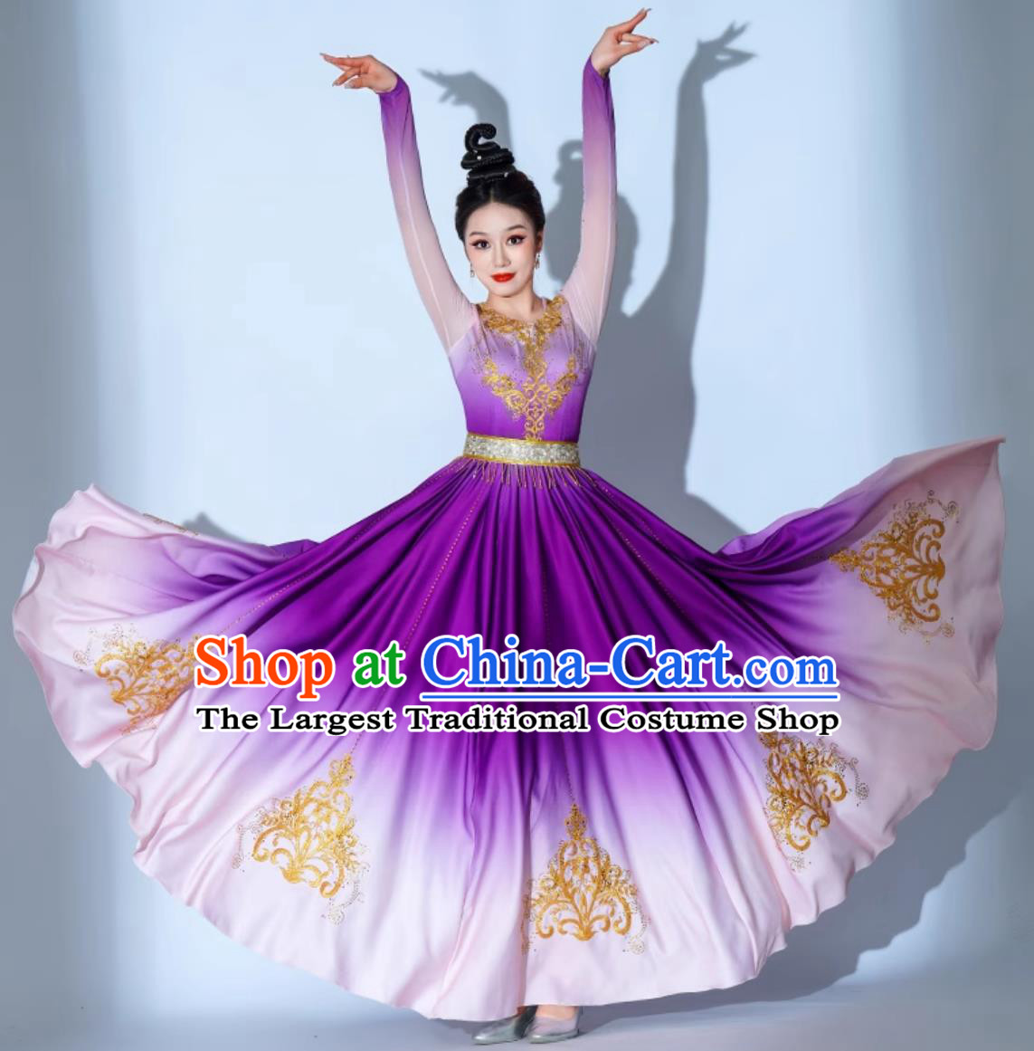 Ethnic Costume Women Xinjiang Dance Performance Dress Uyghur Dance Chinese Ethnic Minority Clothing