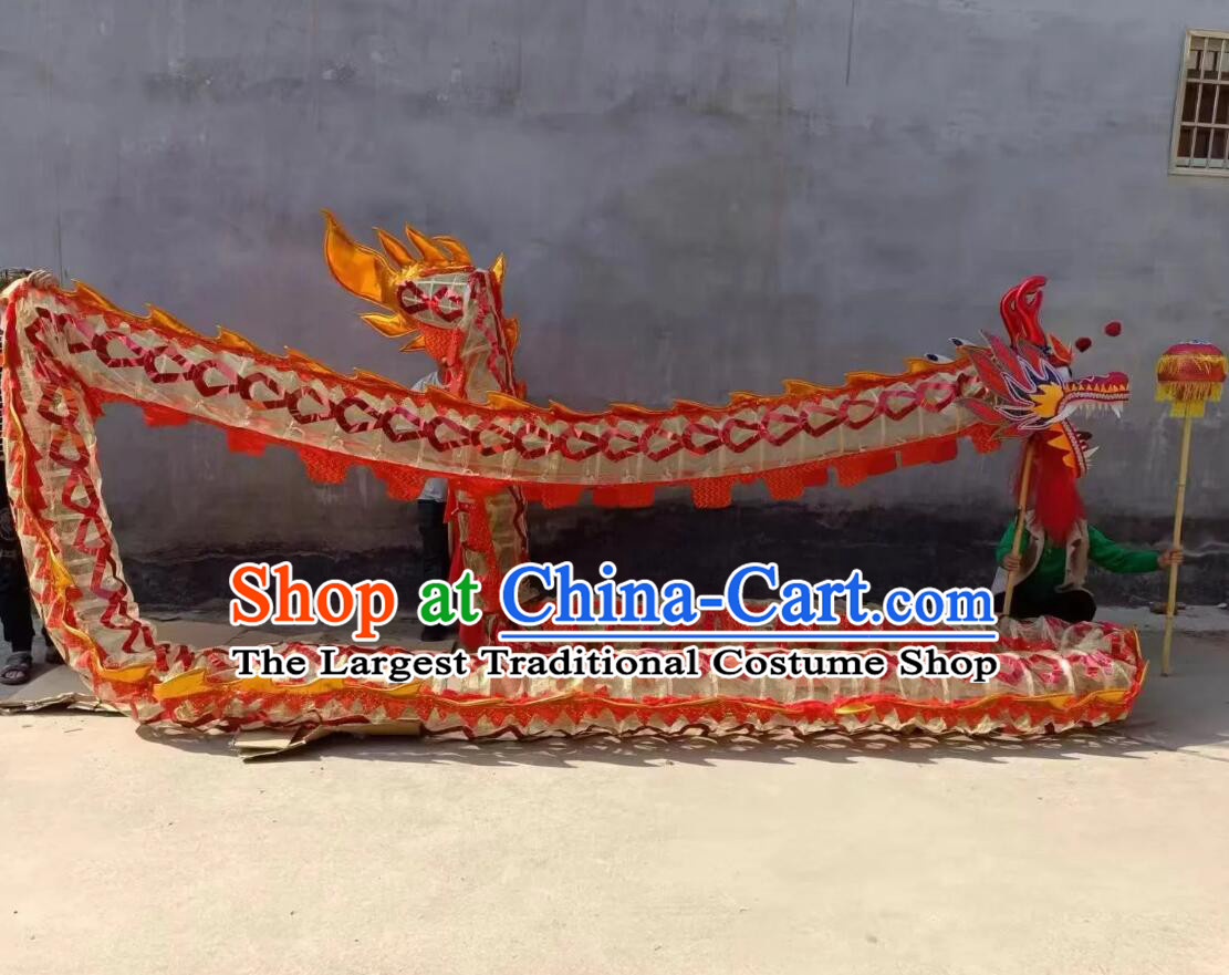 Red Dragon Dancing Prop Chinese Dragon Dance Net Costume Celebration Parade Dragon Clothing Equipment Set