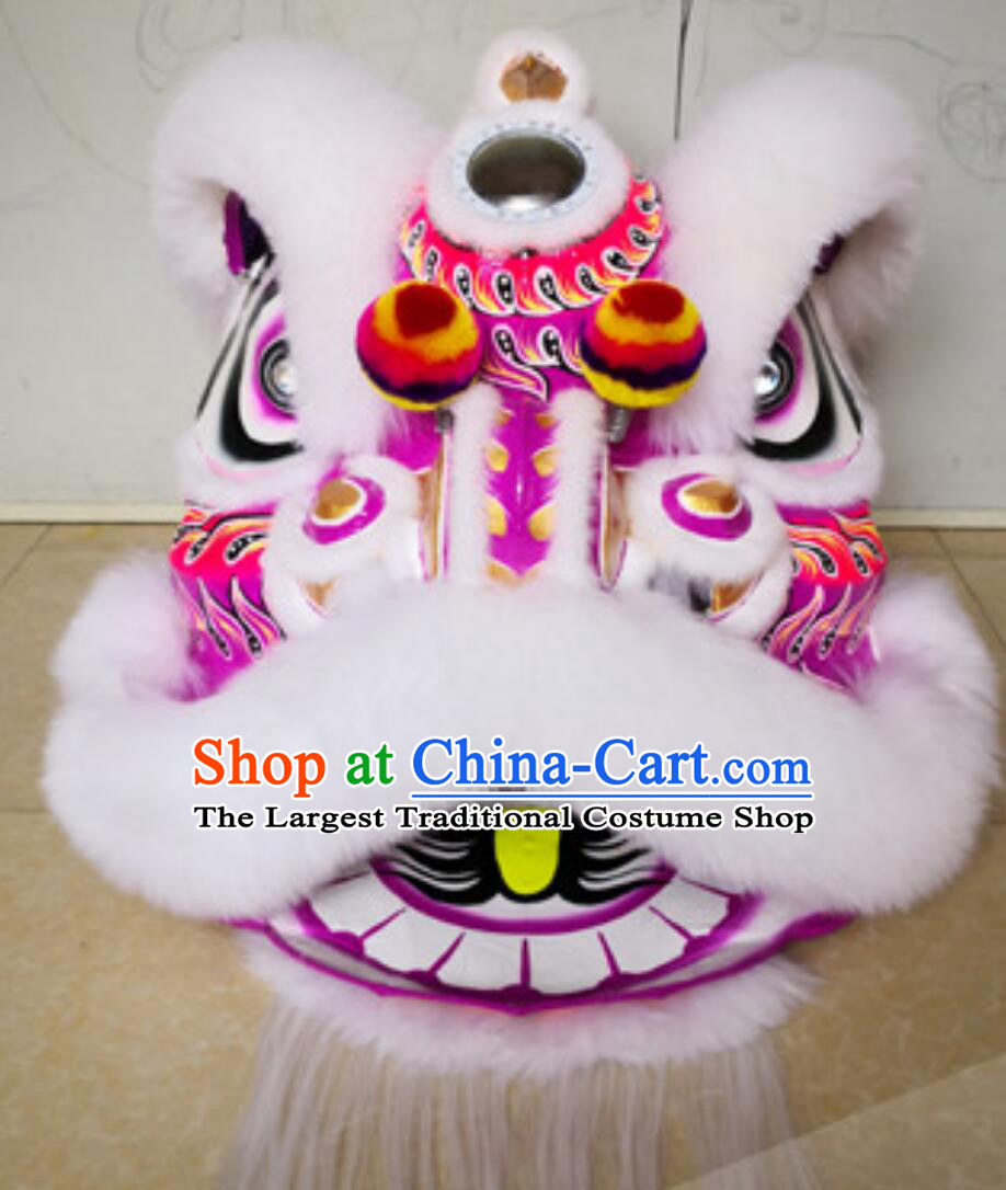 Handmade Southern Fut San Lion Head Chinese Lion Dancing Costume White Wool Lion Dance Clothing Complete Set