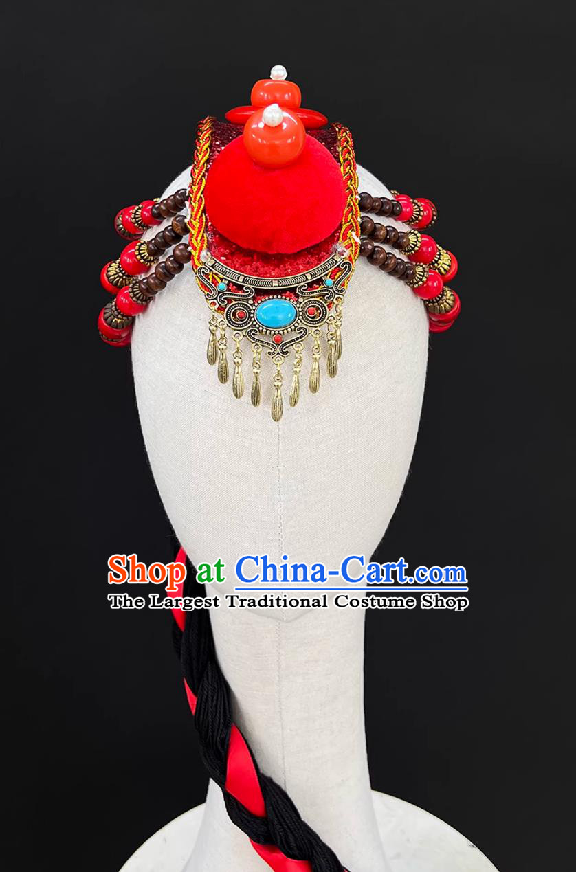 Zang Ethnic Minority Dance Performance Braids Hair Jewelry Tibetan Dance Headdress