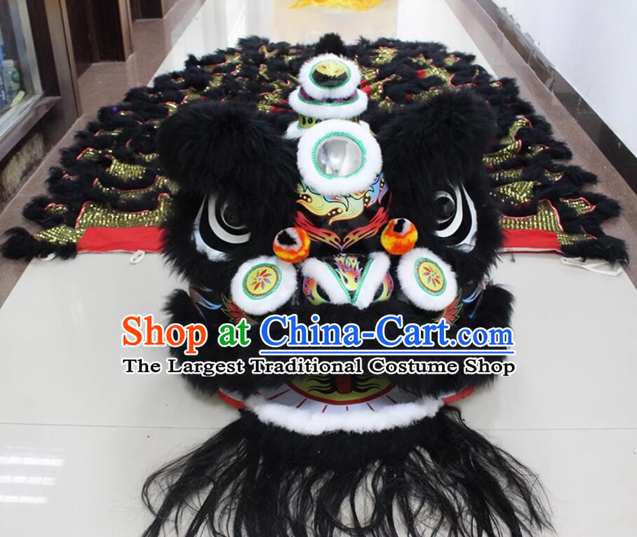 Black Wool Lion Dance Costume Southern Fut San Lion Head Chinese Lion Dance Prop