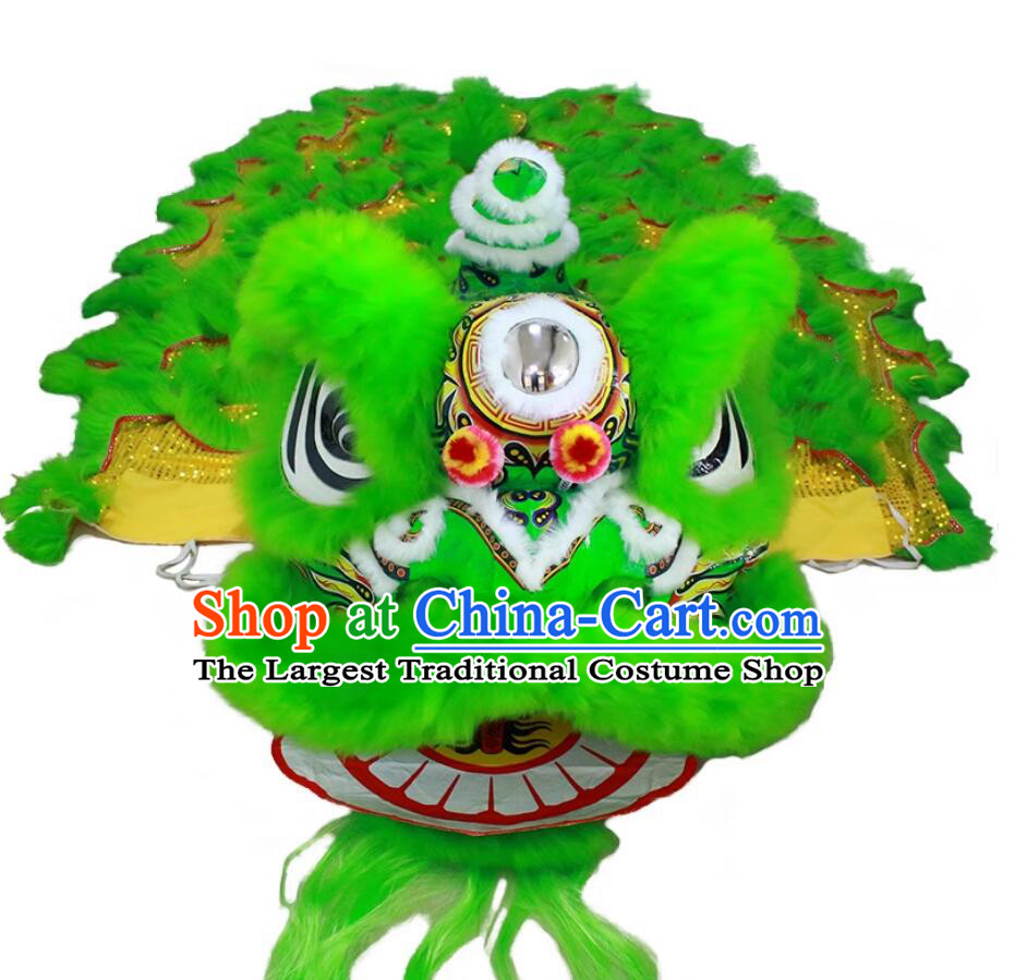 Chinese Lion Dance Prop Green Wool Lion Dance Costume Southern Fut San Lion Head