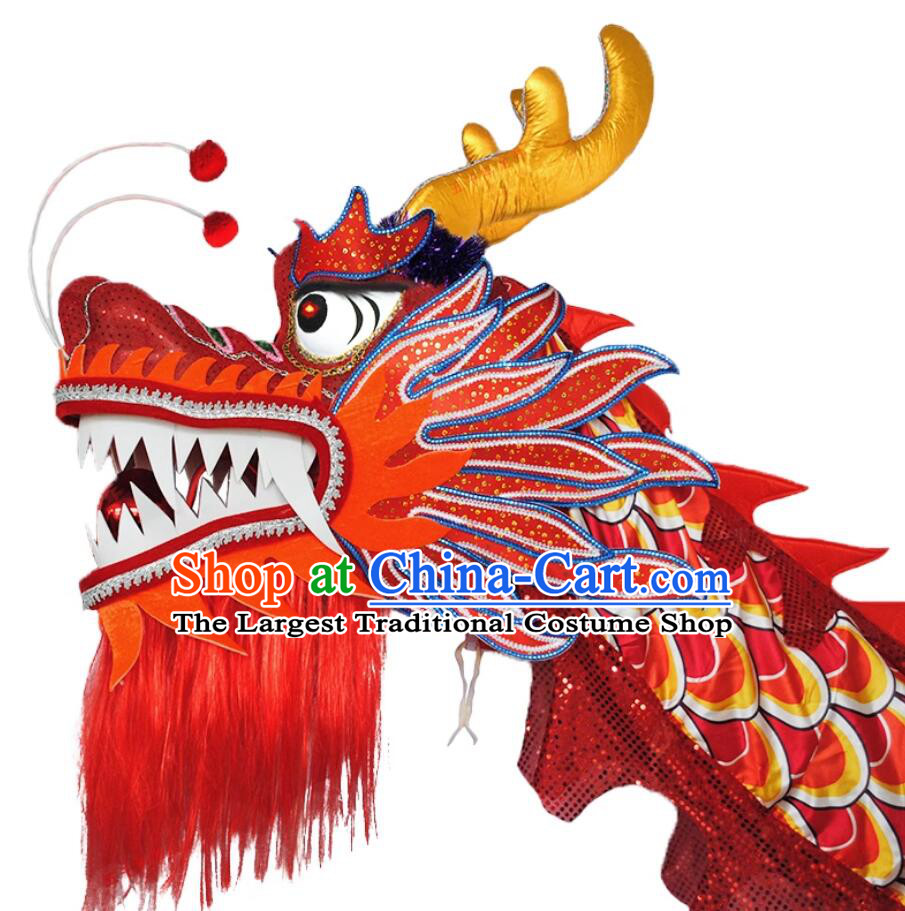 Lantern Festival Dancing Dragon Prop Chinese Dragon Dance Clothing Red Satin Dragon Dance Costume Complete Set