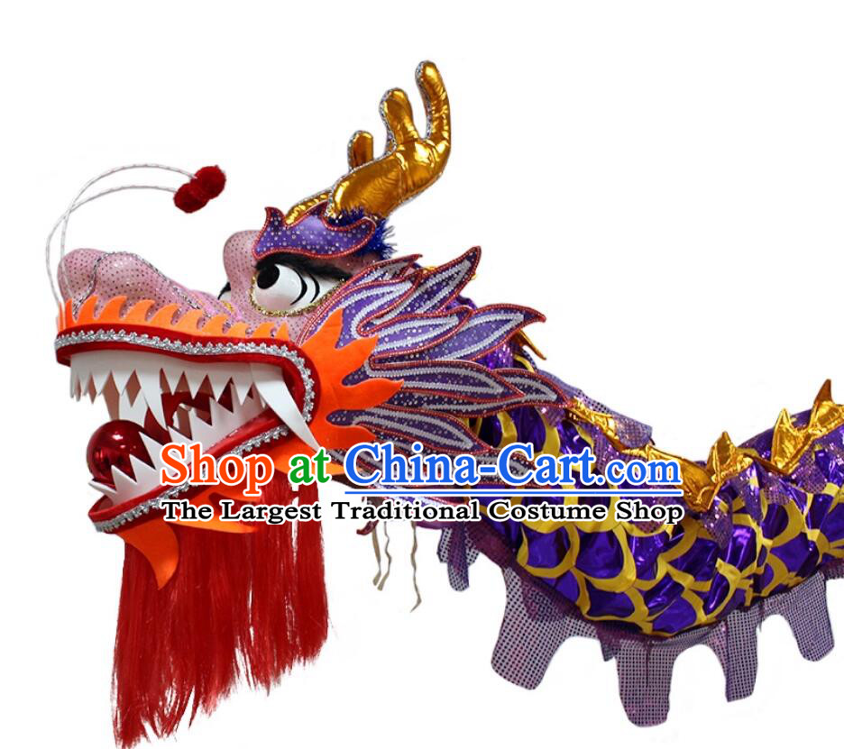 Purple Dragon Dance Costume Lantern Festival Dancing Dragon Prop Chinese Dragon Dance Clothing Complete Set