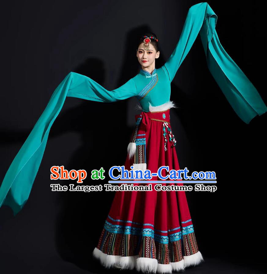 Tibetan Dance Heart Voice Snowland Droma Water Sleeve Dance Dress