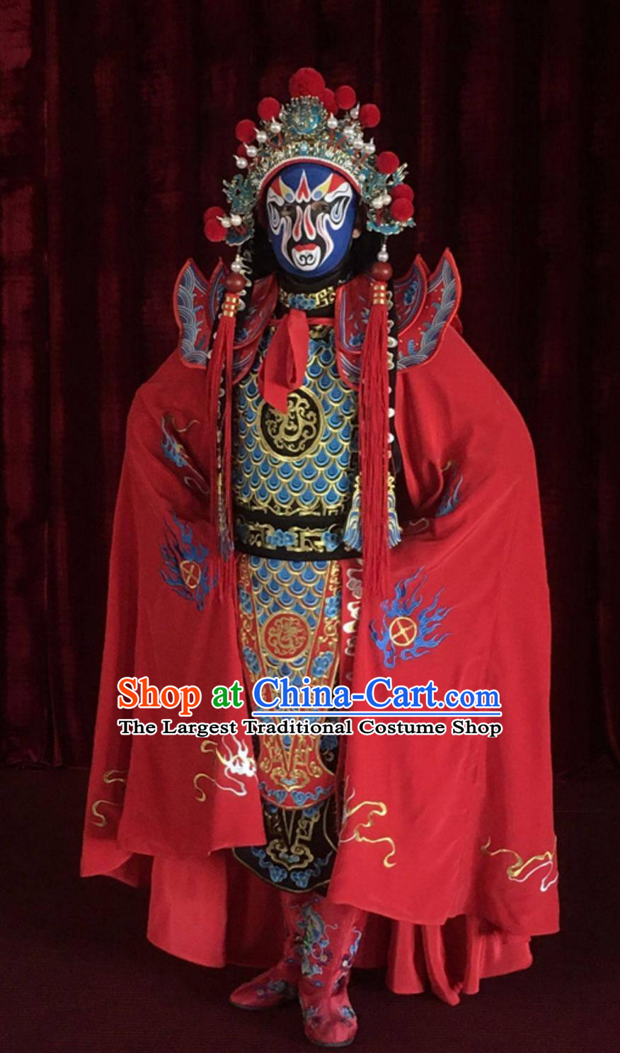 Chinese Sichuan Opera Stage Face Changing Costume Embroidery Dragon Scales Bian Lian Outfit and 12 Masks Complete Set