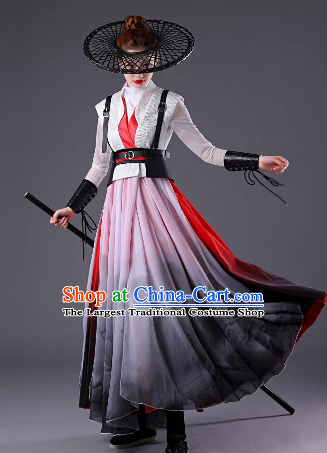 Chinese Ancient Hero Costume Classical Swords Dance Dress