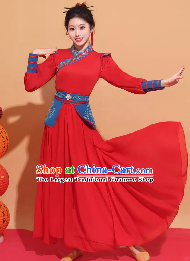 Drum Dance Costume Yangko Suit Chinese Spring Festival Performance Red Dress
