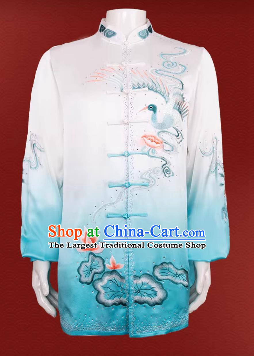 Embroidery Phoenix Gradient Competition Suit Martial Arts Performance Tai Chi Costume
