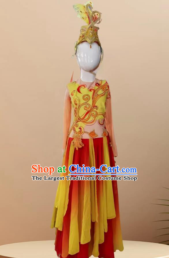 Children Blooming Performance Costume Lotus Award Dance Competition Xinjiang Ethnic Dance Clothing