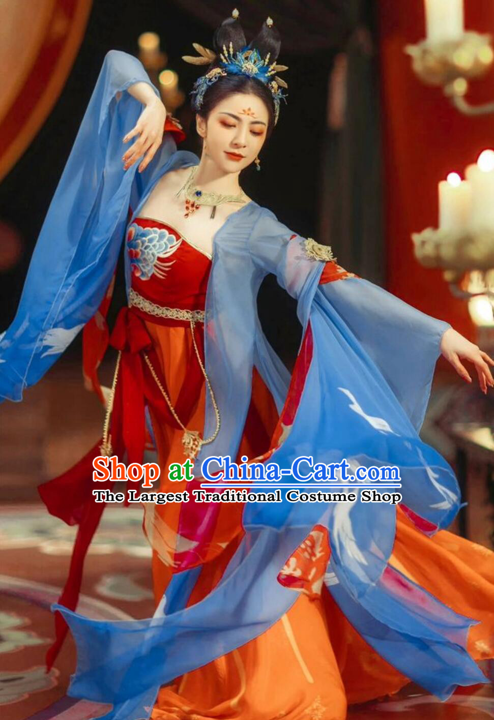 Ancient Chinese Goddess Costume Traditional Dance Tang Dynasty Hanfu Dress